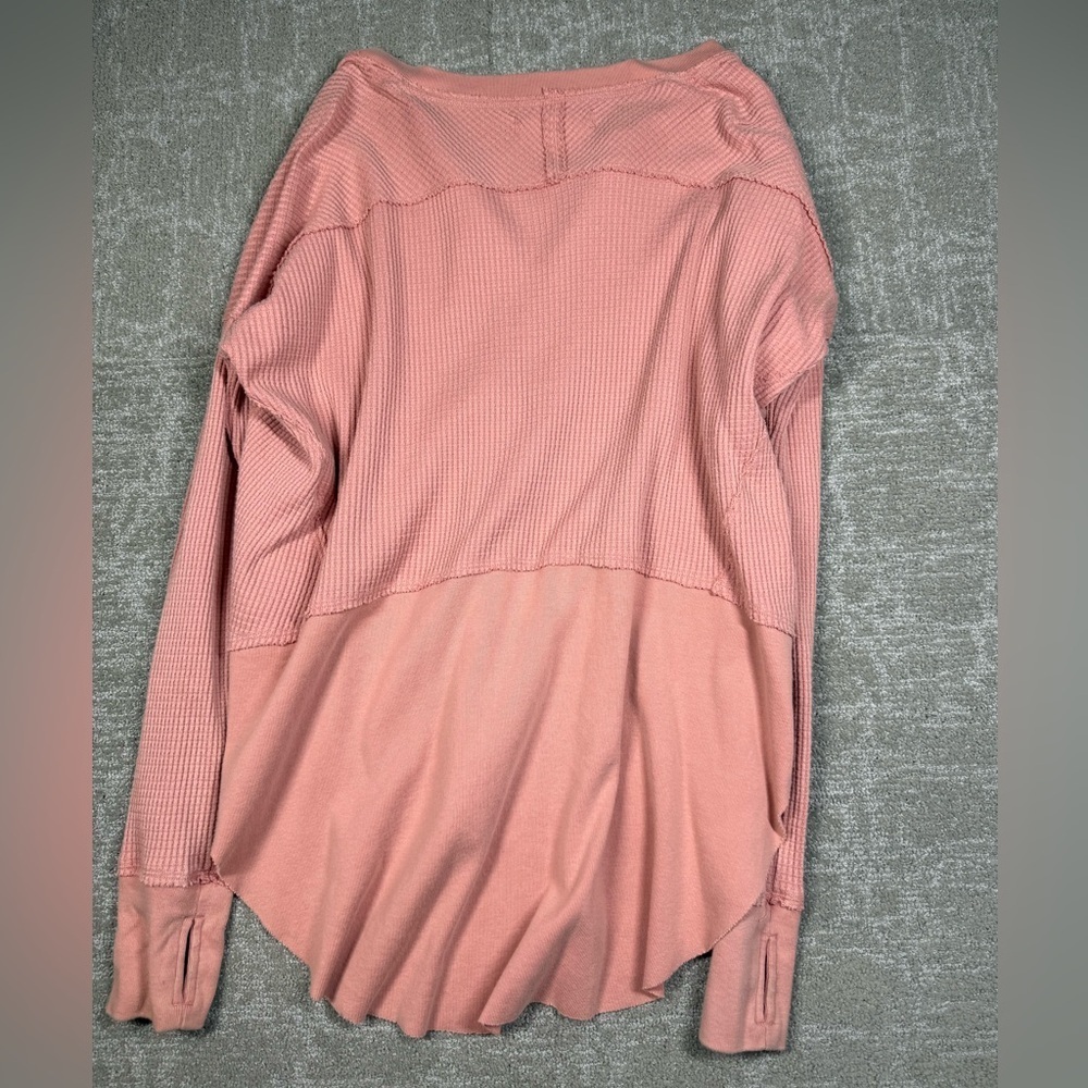 Free People Pink Monterey  Waffle Knit Top Women Size Small - Picture 6 of 6